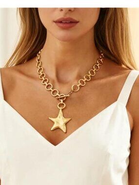 Long Chunky Star Necklace Purffy Gold Star Necklaces for Women